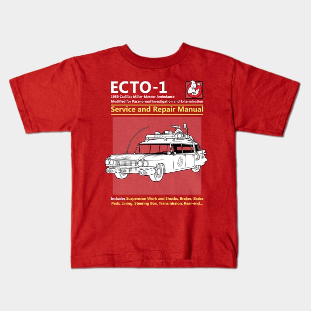 ECTO-1 Service and Repair Manual Kids T-Shirt by adho1982